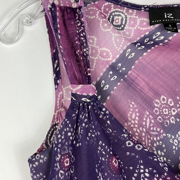 IZ Byer sleeveless sheer boho vibrant top Sz S - Picture 6 of 11